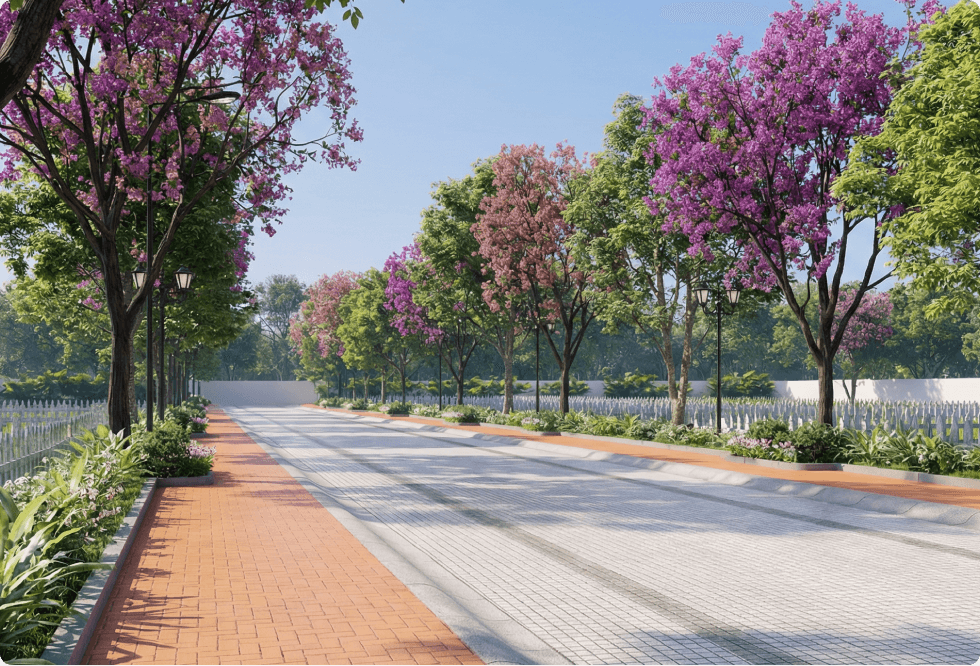 30 ft. Wide Cobblestone Paved Roads